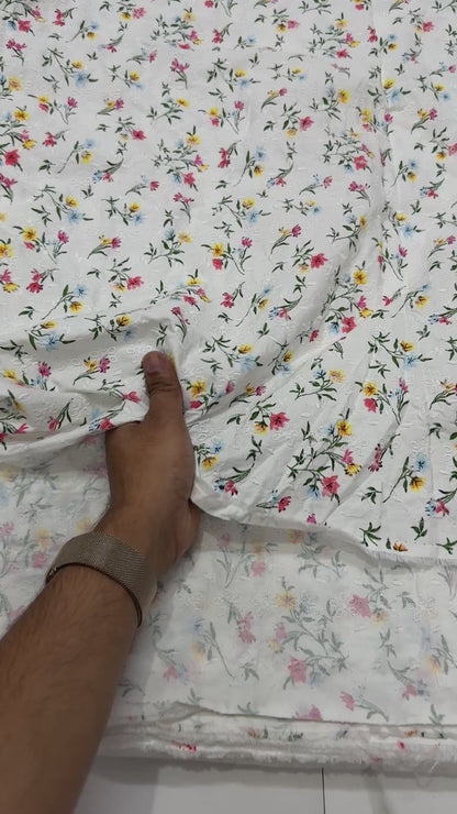 Buy Hakoba Poplin Floral Base Embroidery Fabric