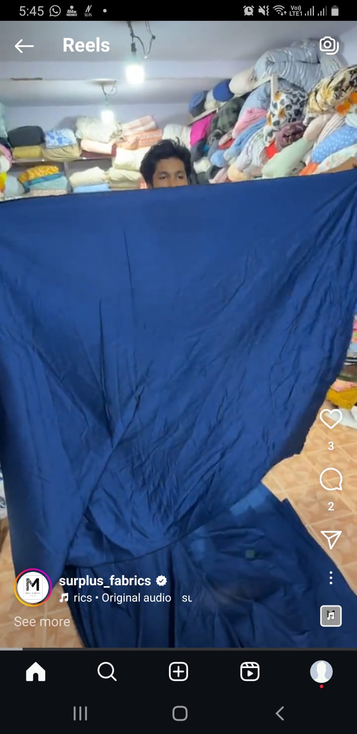 Buy Cotton Satin Solid Navy Blue