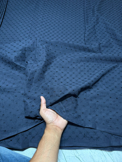 3D Cotton Navy Zig Zag Pattern Hakoba