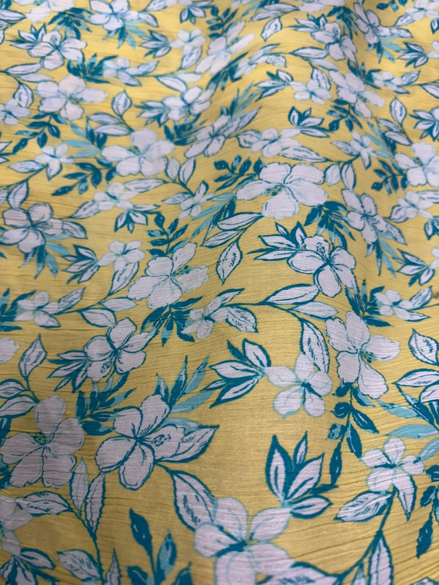 Buy Crinkled Crepe Yellow Bloom Whisper Printed Fabric