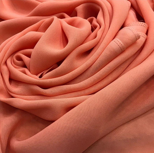 Georgette Solid Peach Fabric (56inch Width)